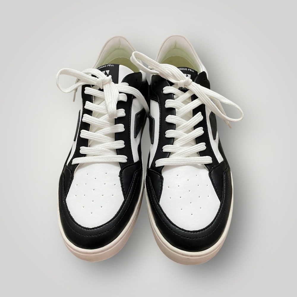 Thousand Fell Women‎ Retro Court Sneakers 8.5 Retro Black White Leather Lace Up